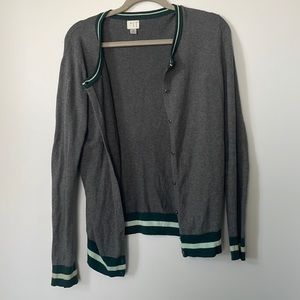 A New Day Retro grey and green stripe cardigan - M